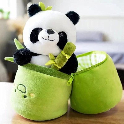 stuff tree Cute Panda Plush with Bamboo Soft and Huggable Teddy Bear Stuffed Animal Toy  - 30 cm(Geen)