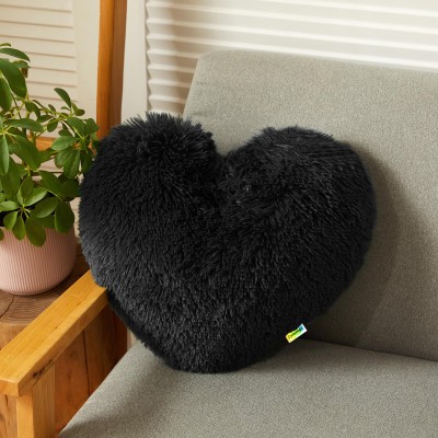 Wondershala heart pillow soft toy Black heart shape cushion  - 32 cm(Black)