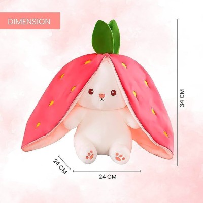 HELLOBEAR Reversible Bunny Soft Toy For Kids, Girls (Strawberry) Rabbit Soft Toy  - 28 cm(Pink, White)