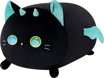 TechMax Solution BIG EYE BLACK CAT CYLINDER PLUSH PILLOW  - 30 cm(Black)