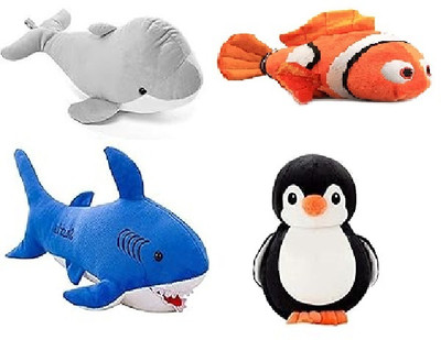 R k Lovely Soft Dolphin Fish Shark Fish,Fish&Penguin for Kids Lovable Huggable Cute Soft  - 30 cm(Multicolor)