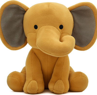 Toyingly Golden brown Elephant Plush Toy Soft & Cuddly Stuffed Animal for Kids  - 35 cm(Brown)