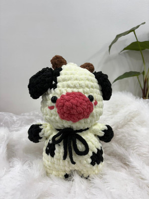 karuka by ashray foundation Crochet Cow Plushie  - 27 cm(off white)
