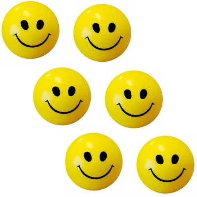 KEtoy Slimy Squishy Stress Reliever Smiley Ball for Kids -Pack of 6  - 5 cm(Yellow)