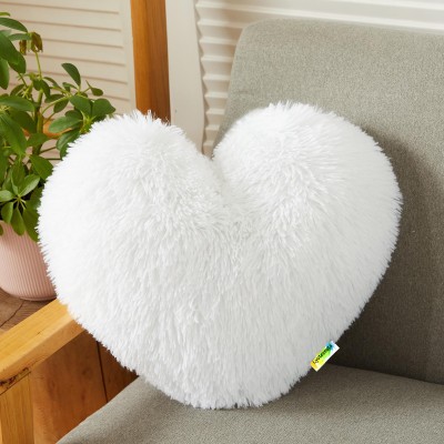 Cozyert Fur Heart cushion pillow Microfibre Solid Cushion Pack of 1(White)