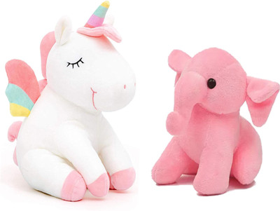 BestLook Combo of Premium Quality Unicorn With Elephant Soft Toy For Kids  - 26 cm(Multicolor)