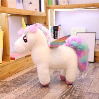 Tickles Soft Stuffed Plush Glow Rainbow Wings Unicorn Horse Animal Toy for Kids  - 45 cm(White)