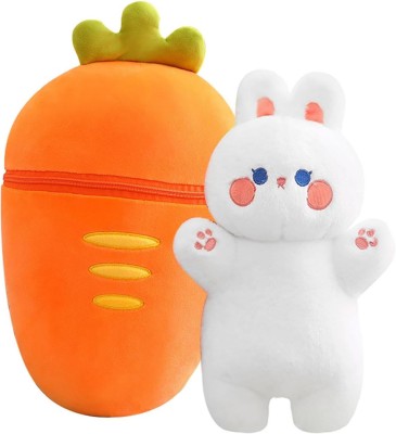 TechMax Solution RABBIT Huggable Carrot Rabbit Plush - The Perfect Birthday Surprise Soft  - 30 cm(Orange)