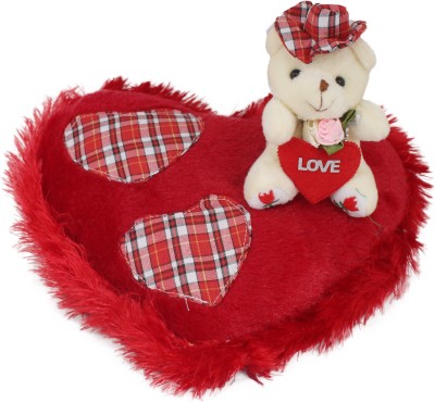 Tickles Romantic Teddy Sitting on Heart Special Valentine Day gift  - 24 cm(Red)