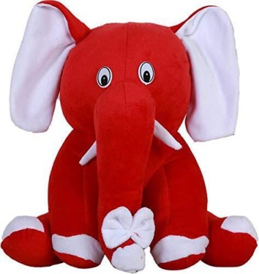 AVSHUB Soft Toy for Kids Animal Cute Sitting Elephant Stuffed and Spongy Teddy Bear  - 40 cm(Red)
