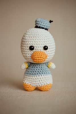 MynaMo Handmade Premium Quality Crocheted Donald Duck  - 10 cm(White)
