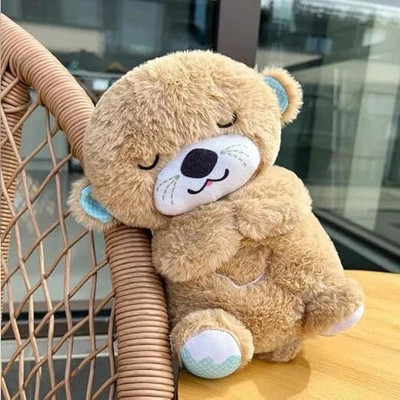 RQPFAB Music, Sounds, Lights and Breathing Motion, Breathing Toy Teddy Bear with Lights  - 20 cm(Multicolor)