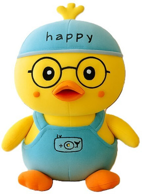 VHE VERA CREATION Cute Duck Plush Toy with Glasses, Blue Overalls, Happy Design  - 35 cm(Blue, Yellow)