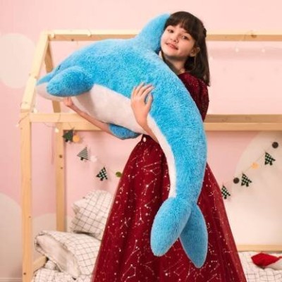 R k Lovely Super Soft Big Dolphin Toy For New Generation - 75 cm (Blue)  - 75 cm(Blue)