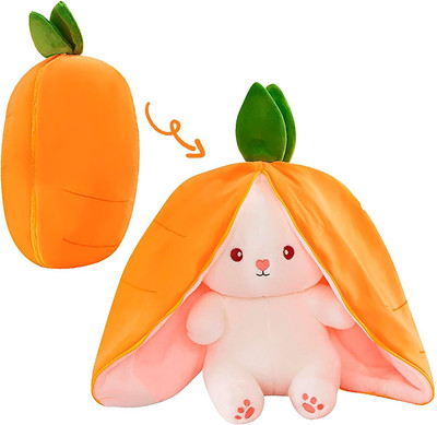 Priyadarshi Reversible Bunny Soft Toy For Kids Plush Toy Pillow  - 25 cm(Carrot)
