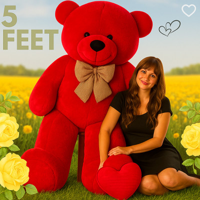 LEGAL LOVE 5 Feet Red Cuddly Stuffed Teddy Bear Toy Doll for Birthday Gift  - 151 cm(Red)