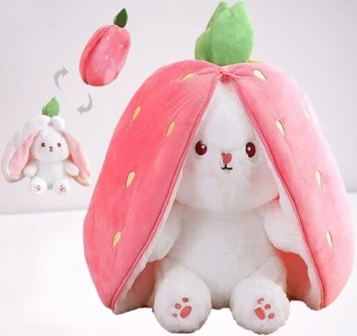 Toyingly Zipper Strawberry Bunny Plush Toy for Boy/Girl Birthday Gift  - 30 cm(Pink)