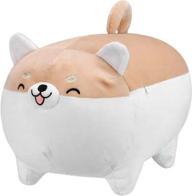 TechMax Solution Corgi Kawaii Plush Smiling Dog Soft Cute Pillow  - 30 cm(Brown)
