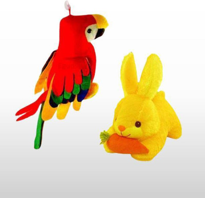 Nihan Enterprises Plush and Adorable Parrot And Rabbit Combo Of 2 For Kids, Gift- 30 cm-STY  - 30 cm(Multicolor)