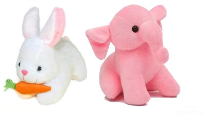 Gking Rabbit, Elephant Soft Toy (26 cm, Multicolour) - Combo Pack 2  - 25 cm(Multicolor)