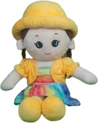 Play Hour Rag Doll Plush Soft Toy Wearing Yellow Cap For Ages 3 Years And Up  - 60 cm(Yellow)
