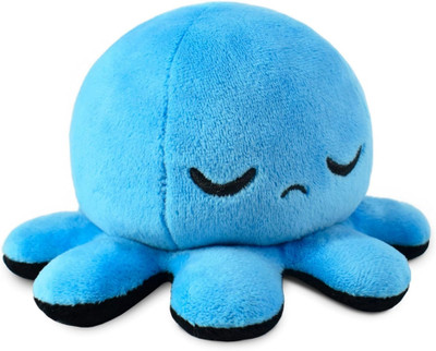 TechMax Solution Sleepy Blue & Rage Black Reversible Plush Toy  - 30 cm(BLUE & BLACK)
