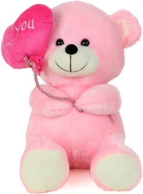 HOUSE OF COMMON Soft Stuff Cute Teddy Bear With I Love You Heart Ballon Pink Soft Toy 27cm- H  - 27 cm(Pink)