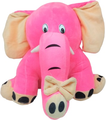 Kraftix Pink Sitting Elephant Stuffed Plush Soft Toy Doll Teddy Bear Animal KST063330  - 30 cm(Dark Pink)