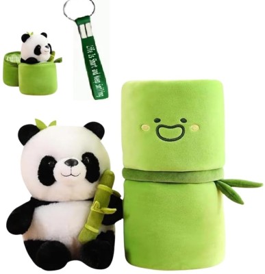Gking Trending Soft Toy Bamboo Panda Plush With Keychain Gift For Kids,wife  - 30 cm(Green, Black White Panda)