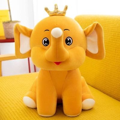 YANSHU Premium Quality Stuffed Crown Elephant Plush Toy  - 13 inch(Yellow)