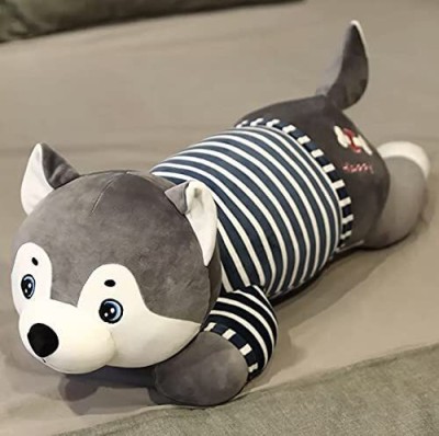 Tickles Cute Super Soft Husky Dog Pillow Stuffed Plush Animal Toy  - 30 cm(Grey)