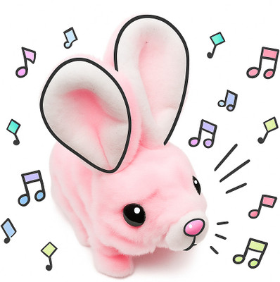 ALLWISH Jumping Bunny Toy for Kids Hopping Rabbit with Sound, Wiggling Ears & Nose  - 7 cm(Pink)