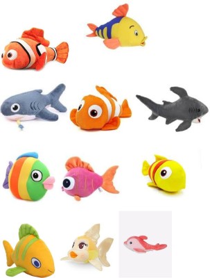 Galaxy World Fish Stuffed Soft Plush Animal Toy for Kids(Multicolor) Pack of 1  - 10 cm(Multicolor)