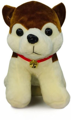 ToyShip Toy Ship Cute Grey & White Plush Puppy Dog Stuffed Animal Toy for Kids  - 21 cm(Brown)