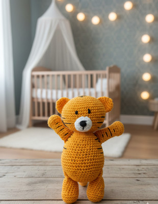 MynaMo Handmade Crochet Tiger  - 18 cm(Yellow)