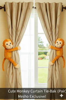 FUN KIDS curtain holder monkey, Aesthetic home decor, soft toy pck of 2, 60cm  - 10 cm(Black)