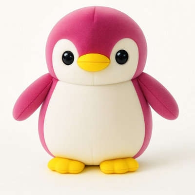 Toyingly Plush Penguin Stuffed Animal, Dark Pink and White, Soft Toy with Yellow Feet  - 30 cm(dark Pink)