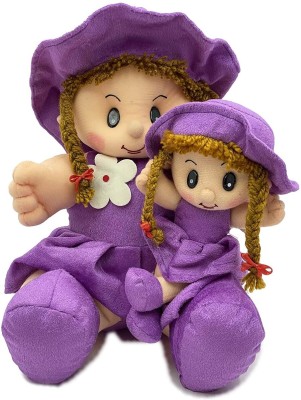 Patly Mother Daughter Doll with Non-Toxic Fabric | Polyfill, Washable, 15inch (Red)  - 18 inch(Purple)