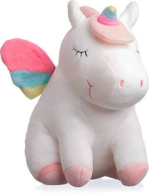 Dunky Soft Toy Sitting Unicorn Plush Toy Cute Plushie Best Valentine Gift  - 26 cm(White)