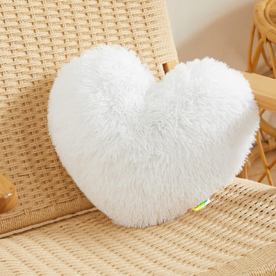 Cozyert White Heart pillow Polyester Fibre Solid Cushion Pack of 1(White)