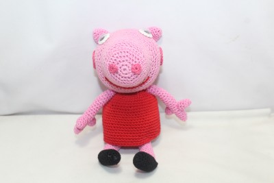 PH Artistic Crochet amigurumi Stuffed Handmade Peppa Pig Cartoon Toys Birthday Baby Gift  - 7 inch(Red, Pink)