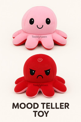 TEDDY TOWN Reversible Octopus ,That Changes Moods According Your Moods Sad & Happy Soft Toys.  - 16 cm(Red, Pink)