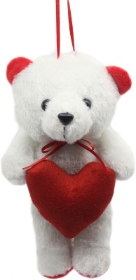 Tickles Cute Hanging Teddy with Heart Soft Stuffed Plush Toy for Girlfriend  - 22 cm(White)