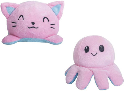 stuff tree Combo Pack of Reversible Octopus and Cat 20 cm super soft  - 20 cm(Pink, Blue)