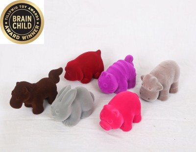 Rubbabu Soft Velvety Biodegradable Non-Toxic Colourful Kids Toy: Farm Animals Assortment for Girls and Boys  - 4 inch(Multicolor)