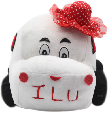 Tickles Car with Hat Soft Stuffed Plush Toy for Kids  - 31 cm(White)