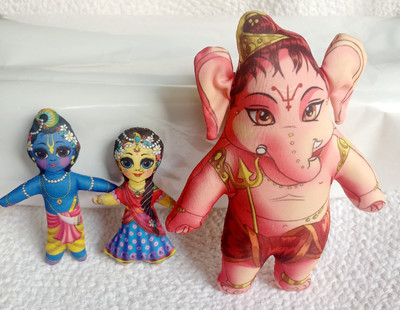 UAS ACHYUTA EXPERT TRADING CO UAS GANESH WITH RADHA KRISHNASOFT TOYS  - 7 inch(Multicolor)