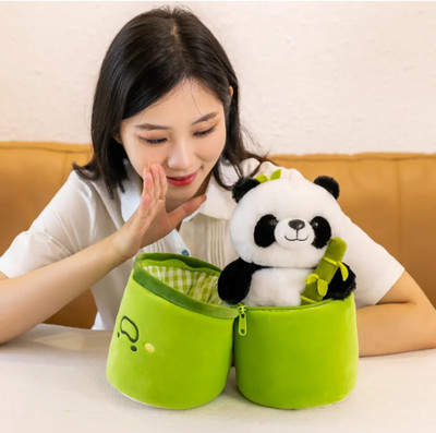 Bitsu Bobsu Panda Soft Toy for Kids, Bamboo Panda Soft Toy  - 30 cm(Green)