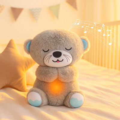 THE. CuddleCubs Breathing Otter Plush Toy with Lights & Music  - 15 cm(Multicolor)