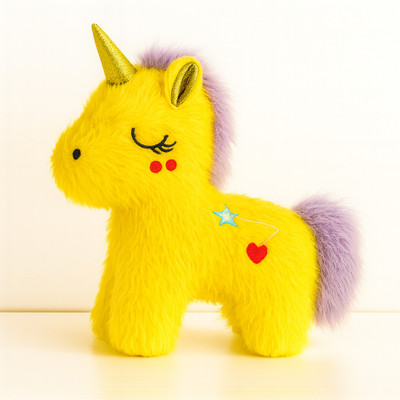 Toyingly Plush Unicorn Stuffed Animal, Yellow and Purple, Soft Fur with Heart and Star  - 30 cm(Yellow)